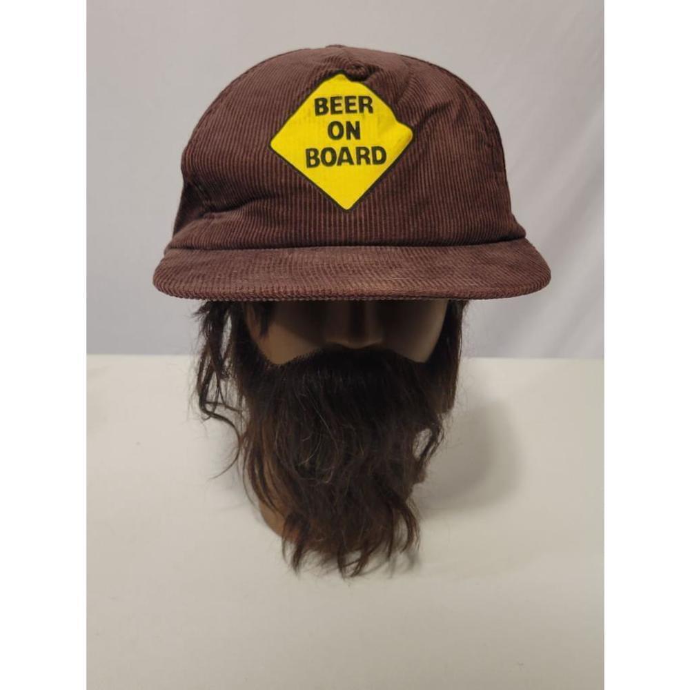 Vintage Nova "Beer on Board" Sign Brown Corduroy Snapback Hat